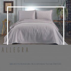 Allegra Flat Lüks Şönil Yatak Örtüsü-gri